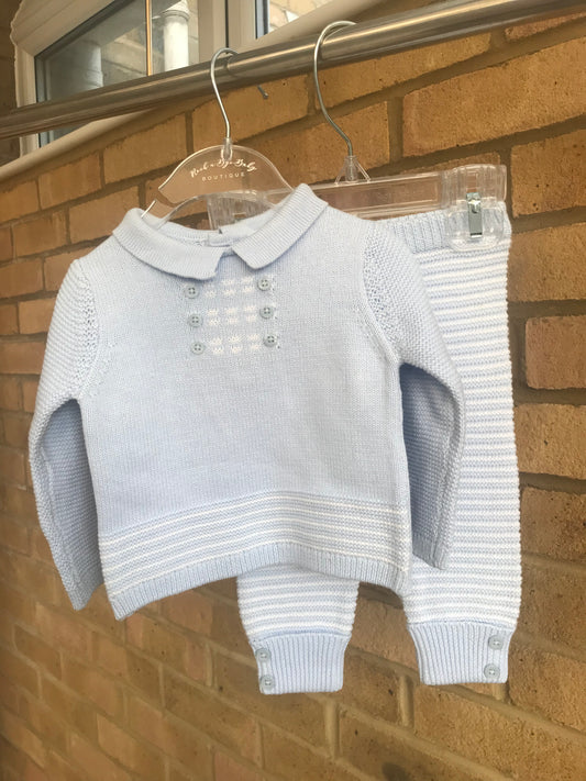 Baby Boy Blue Knit 2 Piece Jumper and Trouser Set