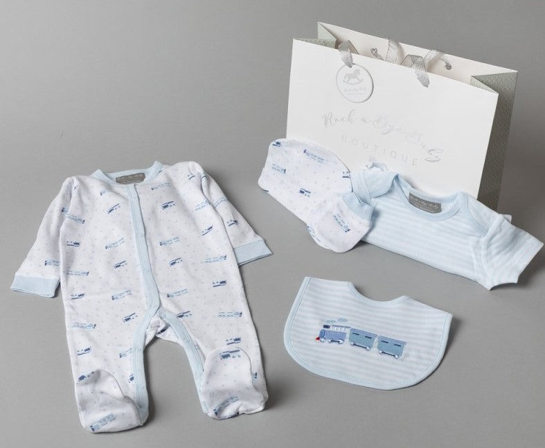 New Baby Gift Set Blue Train